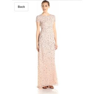Adrianna Papell Scoop Back Sequin Gown - Blush